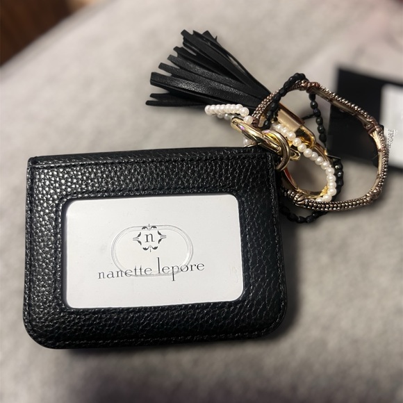 Nanette Lepore NWT Black Key Holder wristlet wallet & vintage bracelet added - Picture 5 of 7